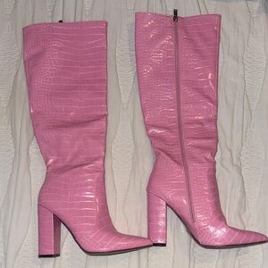Pink Croc inspired  Knee-High Boots
